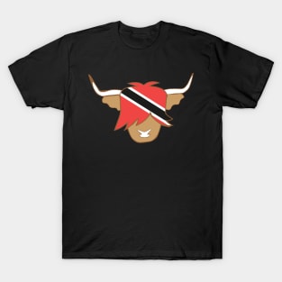 Highland cow with Trinidad and tobago flag T-Shirt